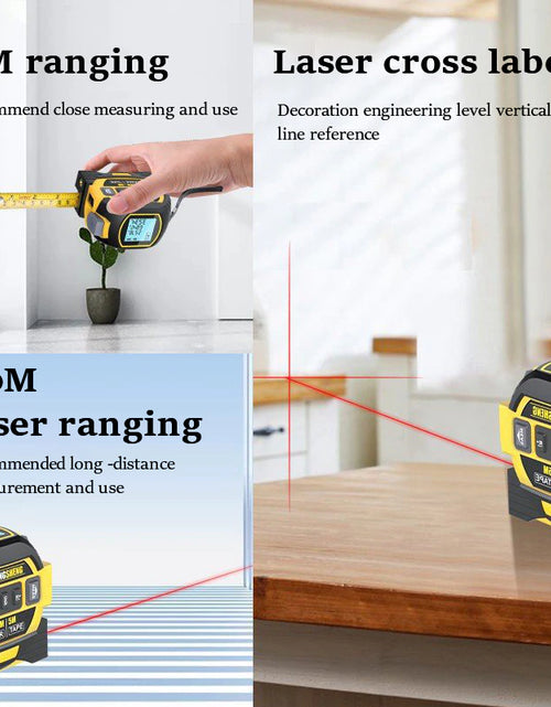 Load image into Gallery viewer, 3 in 1 Laser Tape Measure Rangefinder 5M Tape Ruler Infrared High-Precision Intelligent Electronic Ruler Building Distance Meter
