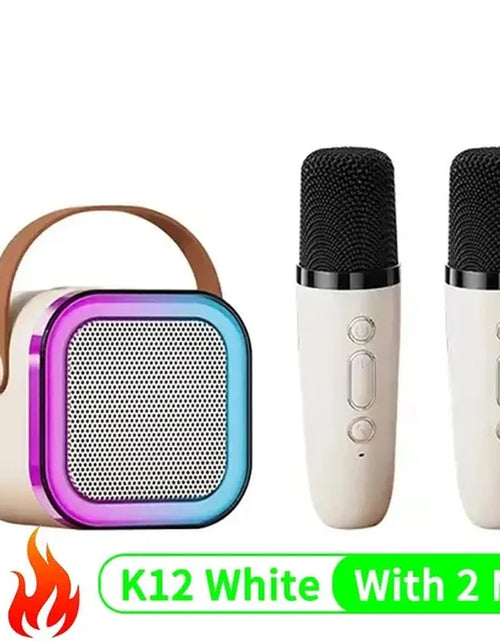 Load image into Gallery viewer, K12 Karaoke Machine Portable Bluetooth 5.3 PA Speaker System with 1-2 Wireless Microphones Home Family Singing Children&#39;S Gifts
