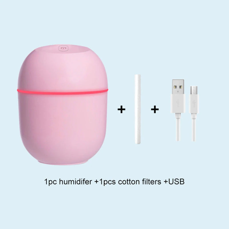 Portable USB Ultrasonic Air Humidifier Essential Oil Diffuser Car Purifier Aroma Anion Mist Maker with LED Lamp Romantic Light