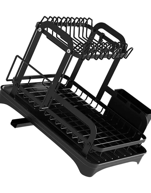 Load image into Gallery viewer, 2 Tier Dish Bowl Drainer Storage Rack Kitchen Dish Drying Rack with Drain Basket Countertop Dinnerware Organizer Drainboard
