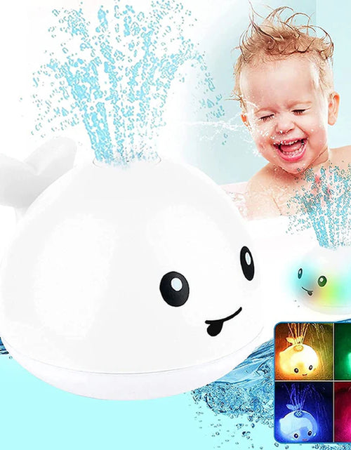 Load image into Gallery viewer, Baby Light up Bath Toys Whale Automatic Sprinkler Bathtub Toys Pool Bathroom Shower Bath Toys for Toddlers Infant Kids Boy Gift
