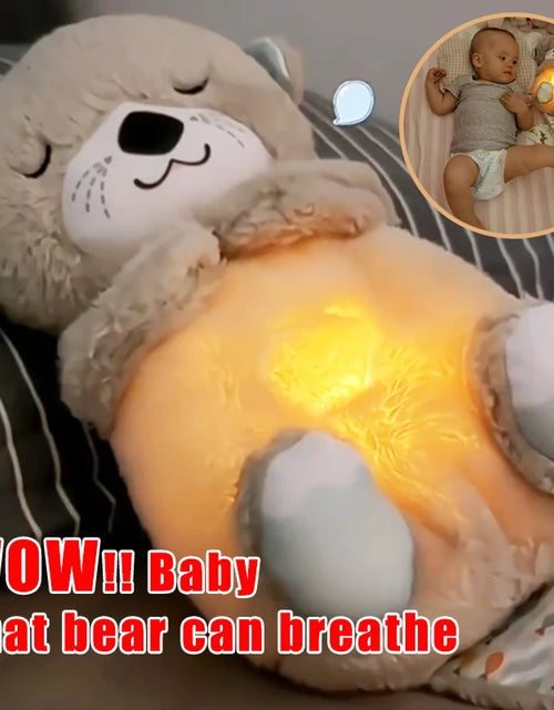 Load image into Gallery viewer, Baby Breathing Bear Baby Soothing Otter Plush Doll Toy Baby Kids Soothing Music Sleeping Companion Sound and Light Doll Toy Gift
