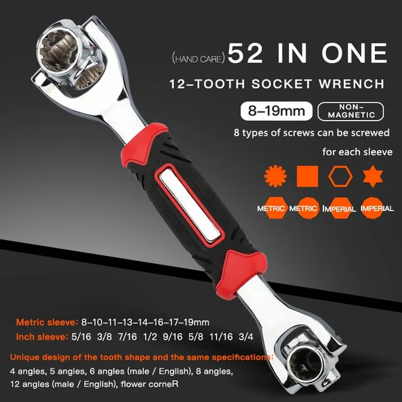 Tiger Wrench 52 in 1 with 360 Degree Rotation, Multipurpose Rotating Spline Bolts Hand Tools