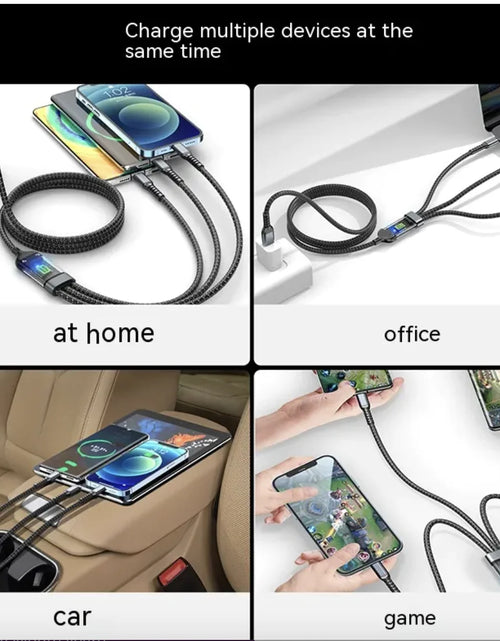 Load image into Gallery viewer, 3-in-1 Mobile Phone Data Cable with Light &amp; Super-Fast 6A Charging
