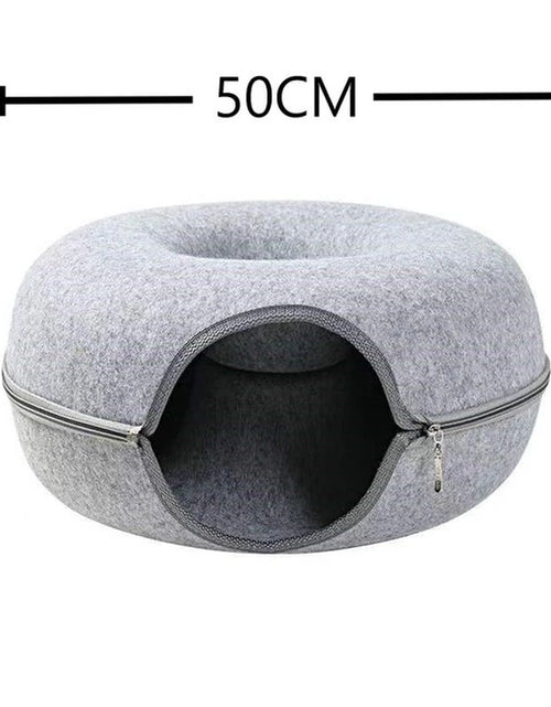 Load image into Gallery viewer, Donut Pet Cat Tunnel Interactive Play Toy Cat Bed Dual Use Ferrets Rabbit Bed Tunnels Indoor Toys Cats House Kitten Training Toy
