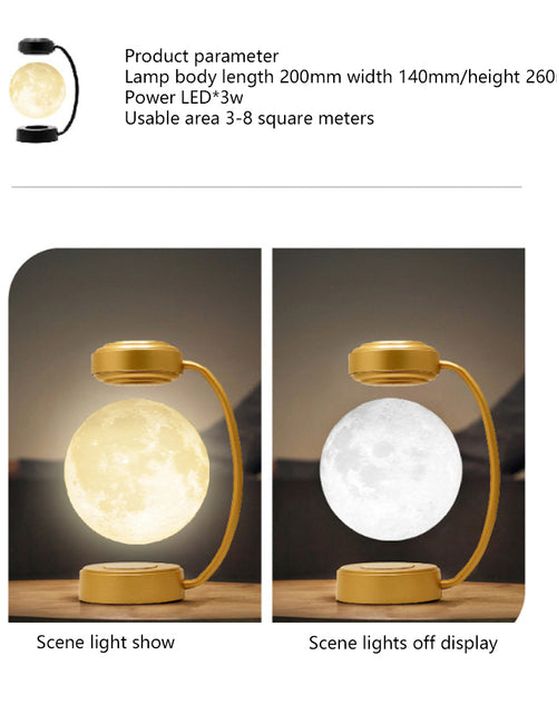 Load image into Gallery viewer, 3D Magnetic Levitating Moon Lamp LED Night Light Rotating Wireless Three Colors Floating Lamp for Bedroom Novelty Christmas Gift
