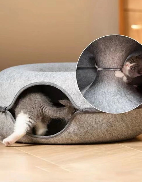 Load image into Gallery viewer, Donut Pet Cat Tunnel Interactive Play Toy Cat Bed Dual Use Ferrets Rabbit Bed Tunnels Indoor Toys Cats House Kitten Training Toy
